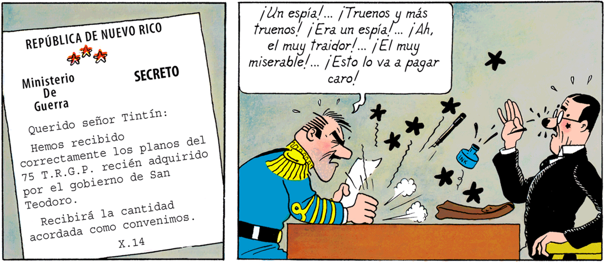 Le général Alcazar pense que Tintin est un espion